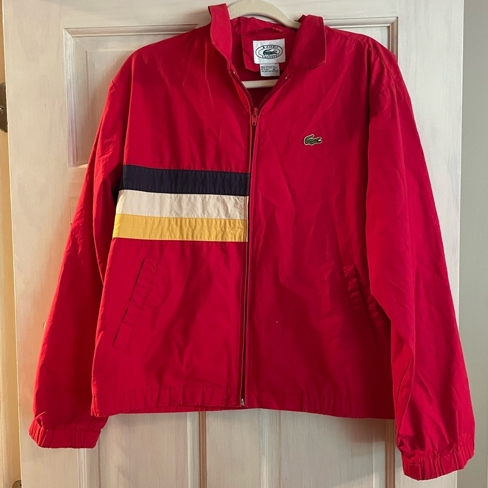 Vintage Izod Lacoste Vibrant Red Jacket medium *read details*